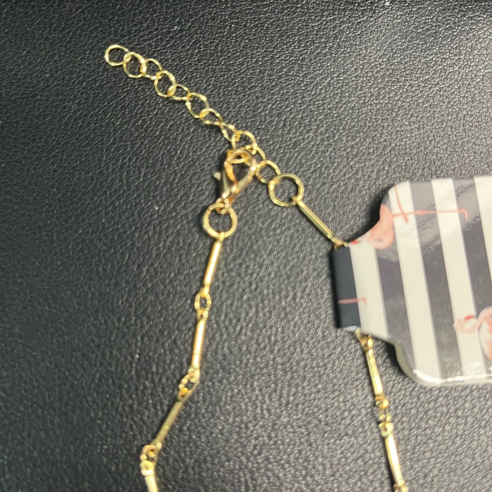 Gold Charm Necklace with Blue Accents. NWT. - Picture 4 of 5